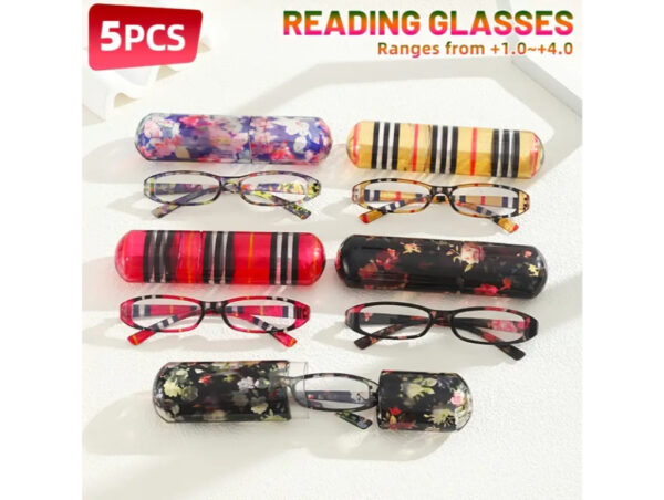 5pcs Boho Style Reading Glasses with Case